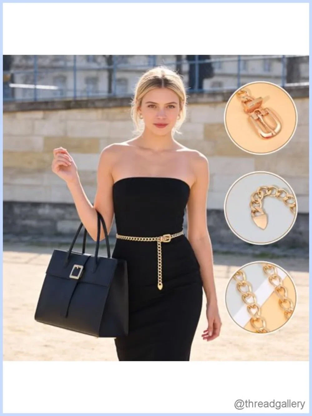 Gold Stainless Steel Chain Waist Belt Adjustable Women's Dress Jeans